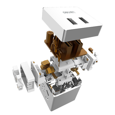 Piccola presa wireless con 2 fori e 2 porte USB Intelligent Converter Logo del cliente