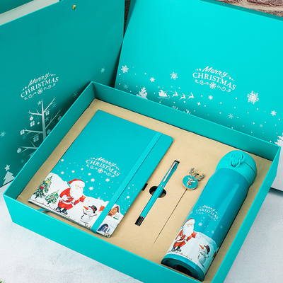 Scatola regalo di Natale Set di 4 Notebook Bookmark Pen Thermos UV Printing 1 Color Graphics