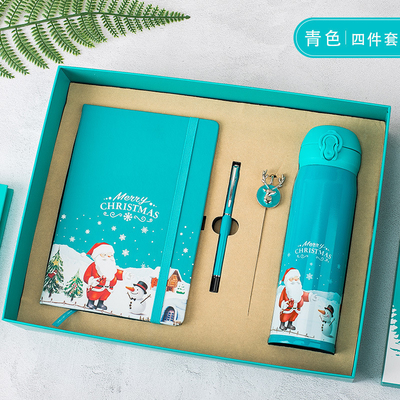 Scatola regalo di Natale Set di 4 Notebook Bookmark Pen Thermos UV Printing 1 Color Graphics
