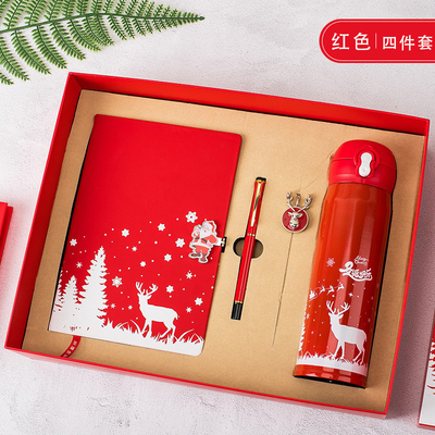 Scatola regalo di Natale Set di 4 Notebook Bookmark Pen Thermos UV Printing 1 Color Graphics
