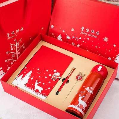 Scatola regalo di Natale Set di 4 Notebook Bookmark Pen Thermos UV Printing 1 Color Graphics