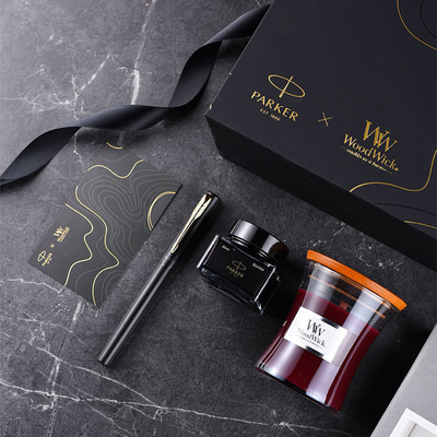 XL Entry-Level Black Gold Ink Pen WoodWick Aromaterapia Set regalo nero per anniversario