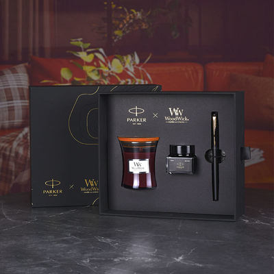 XL Entry-Level Black Gold Ink Pen WoodWick Aromaterapia Set regalo nero per anniversario