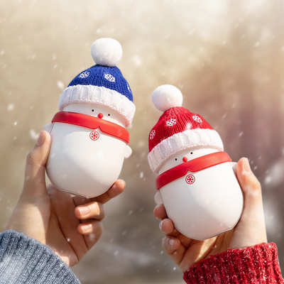 Regalo di Natale Cartone animato Mini Portable Snow Treasure Caldo Tesoro a mano 2 in 1 Power Bank