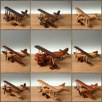 Stampa a schermo di seta Modello di aereo in legno d'epoca per decorazioni creative per il desktop domestico