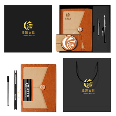 Logo del cliente Business A5 Notebook Gift Box Set in tre pezzi per hotel e resort