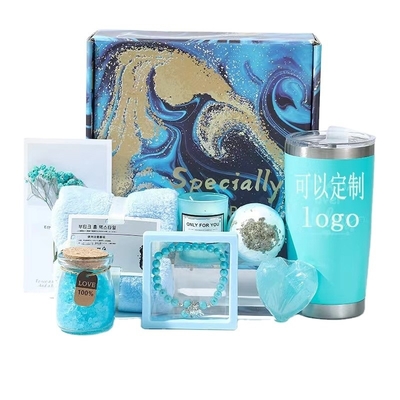 Stampa a schermo di seta Set regalo portatile con candela di aromaterapia e palla da bagno