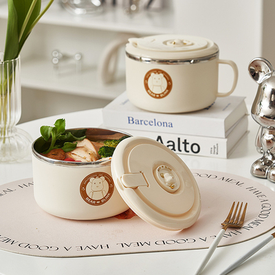 Instant Noodle Bowl con coperchio in acciaio inossidabile