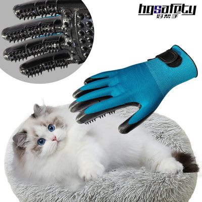 Eliminatori di peli per animali da compagnia Guanti con punte metalliche Massaggio blu Pulire e rimuovere i peli galleggianti