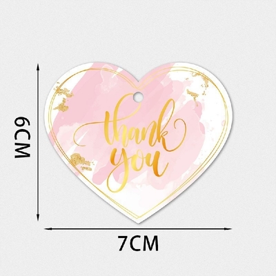 Cartolina di ringraziamento perforata a forma di cuore su carta di rame inglese per imballaggio regalo