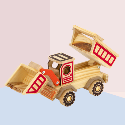Decorazione dell'agenzia di viaggio Essential Modello di bulldozer in legno fatto a mano con stampa a 2 colori
