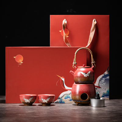 Xianhe Yangwen Teapot Alcohol Lamp Tea Warmer Set Business Gift con 1 stampa a colori