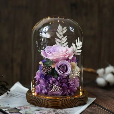 Elegante Fiore Eterno Finito Rose Glass Cover Gift Box per Pratico Regalo di compleanno