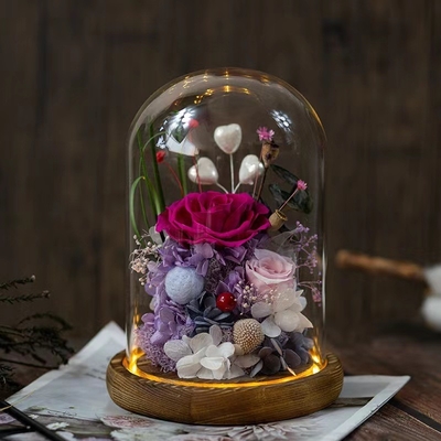 Elegante Fiore Eterno Finito Rose Glass Cover Gift Box per Pratico Regalo di compleanno