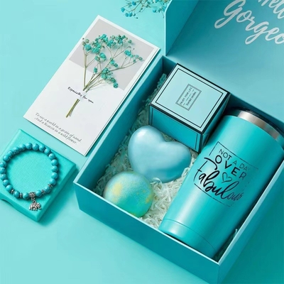 2 Set regalo blu a colori stampato Aromaterapia candela palla da bagno per la festa del giorno della mamma