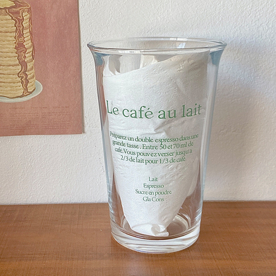350ml Ins Fashion Text Stampa Tazza di vetro per tazza di acqua Retro Tazza di caffè ghiaccio Tazza di tè Latte