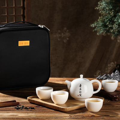 Elegante Festival delle Barche del Dragone Souvenir Set di tè portatile con tazze vassoio asciugamano e borsa