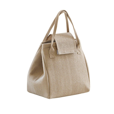 Borsa da pranzo di giuta di grande capacità con isolamento in foglio di alluminio e logo del cliente