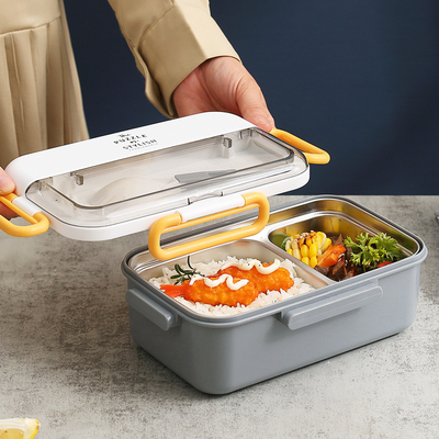 Logo personalizzato 304 in acciaio inossidabile Scatola Bento con riscaldamento dell'acqua e posate Ideale