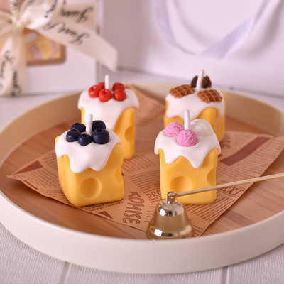 Stone Style Carino Formaggio Aromaterapia Candela Scatola regalo portatile per il compleanno delle ragazze gioia