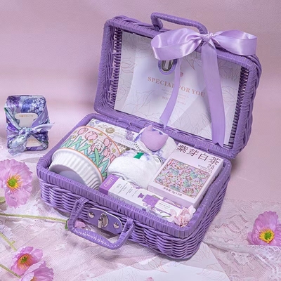 Cestino di picnic viola da mano ideale per le attività e i regali di compleanno delle donne