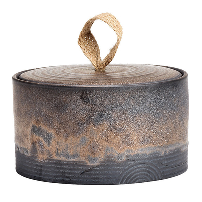 Stampa a schermo di seta Cisterna di tè di ceramica grossolana retro sigillata Cisterna di stoccaggio in ceramica bruciata