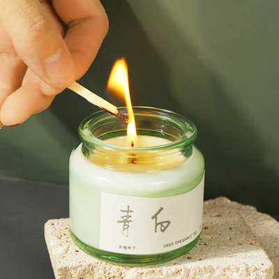 2 Color Graphics Stampa su Legno di sughero Tazza verde Candela di aromaterapia per Niche Event