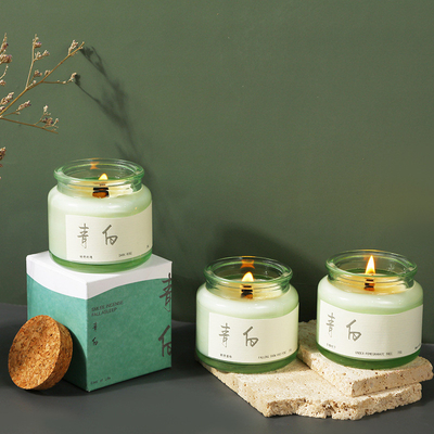 2 Color Graphics Stampa su Legno di sughero Tazza verde Candela di aromaterapia per Niche Event