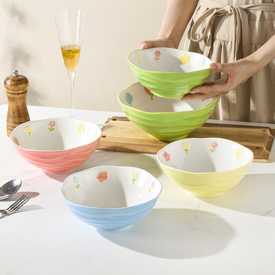 7 pollici di ceramica Noodle Bowl per la casa utensili da tavola Evento regalo e Silk Screen Printing