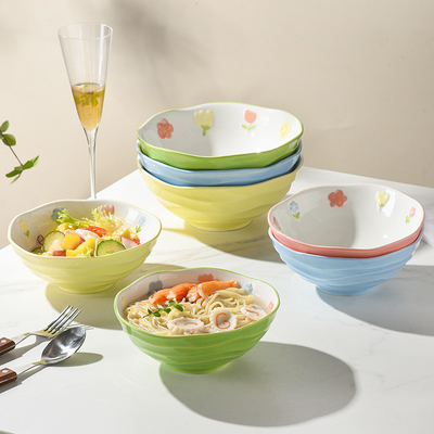 7 pollici di ceramica Noodle Bowl per la casa utensili da tavola Evento regalo e Silk Screen Printing