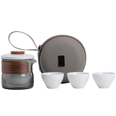 Set regalo di presentazione Dongli Travel Express Cup Set Borsa rotonda portatile One Pot Tre tazze Set da tè aziendale regalo