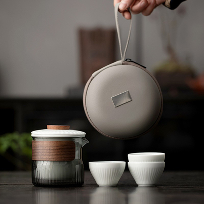 Set regalo di presentazione Dongli Travel Express Cup Set Borsa rotonda portatile One Pot Tre tazze Set da tè aziendale regalo