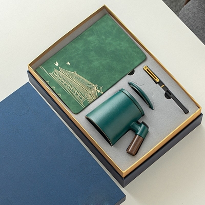 Novità Regali cintura ceramica filtro separatore di tè Tazza ufficio Business Set regalo Tazza manico di legno