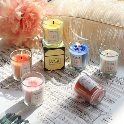 Relazioni con gli alunni Coppa di vetro Candela aromaterapia colorata incenso duraturo Candela promozionale regalo