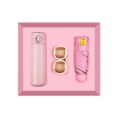 Set estivo a tre pezzi goccia d'acqua digitale coppa di visualizzazione Collo Ventilatore pieghevole ombrello regali