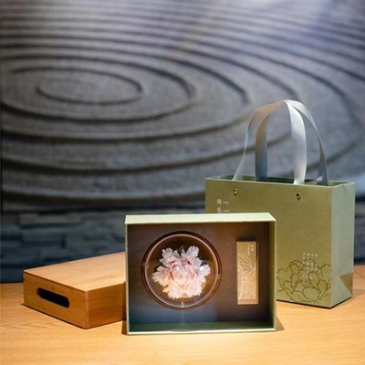1 Set di maglieria per fiori in ceramica a colori con vassoio di bambù e borsa regalo