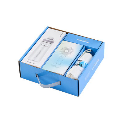 Stampa UV Scatola regalo per appuntamenti estivi Serratura Tazza d'acqua portatile Ventilatore portatile ombrello UV