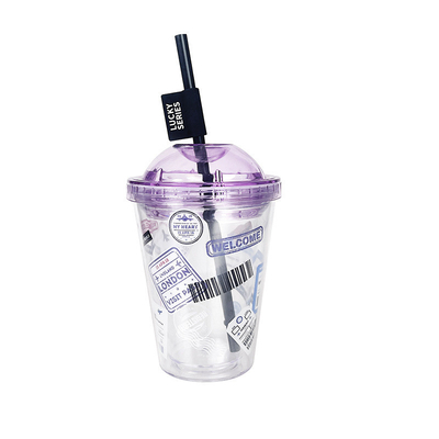 High Beauty Instagram Straw Cup Creative Plastic Double Layer Water Cup per regalo estivo