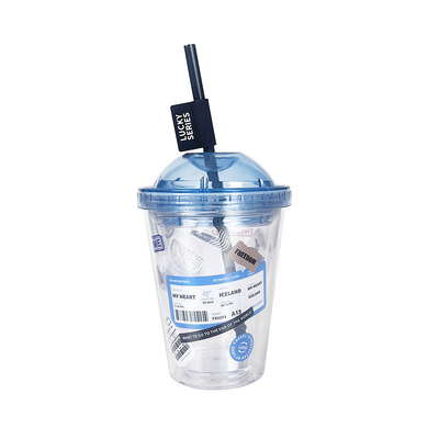 High Beauty Instagram Straw Cup Creative Plastic Double Layer Water Cup per regalo estivo
