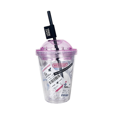 High Beauty Instagram Straw Cup Creative Plastic Double Layer Water Cup per regalo estivo