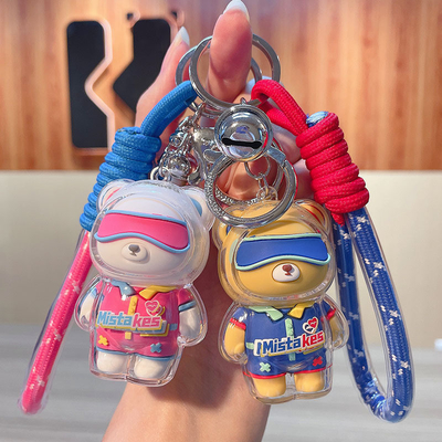 2 Color Graphics Printing Cool Bear Keychain Acrylic Doll Keychain per prodotti per ufficio