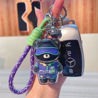 2 Color Graphics Printing Cool Bear Keychain Acrylic Doll Keychain per prodotti per ufficio