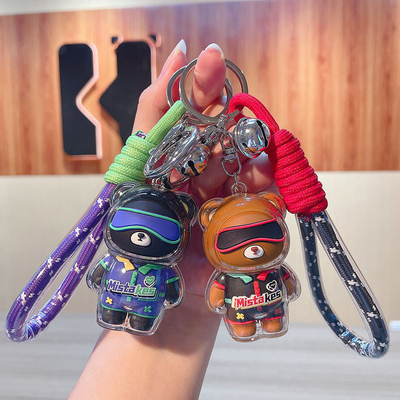 2 Color Graphics Printing Cool Bear Keychain Acrylic Doll Keychain per prodotti per ufficio