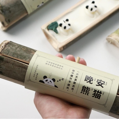 Candela di bambù personalizzata Buonanotte Aromaterapia Panda per ospiti di hotel e resort