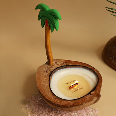 Logo del cliente Conchiglia di cocco Candela aromaterapia Scatola regalo Isola estiva profumo