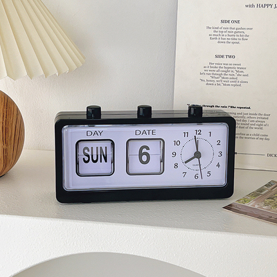 Hotel and Resort Manual Button Desktop Alarm Clock con calendario creativo di pagina