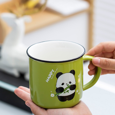 Regalo per il benessere dei dipendenti Carino cartone animato di panda Tazza d'acqua in ceramica con stampa UV e a colori