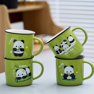 Regalo per il benessere dei dipendenti Carino cartone animato di panda Tazza d'acqua in ceramica con stampa UV e a colori