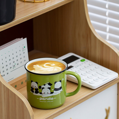 Regalo per il benessere dei dipendenti Carino cartone animato di panda Tazza d'acqua in ceramica con stampa UV e a colori
