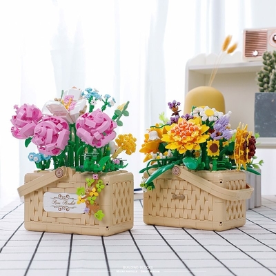 Belle Di Mini Particella Blocchi di Costruzione Serie di Cesto di Fiori Un Must-Have per l'educazione